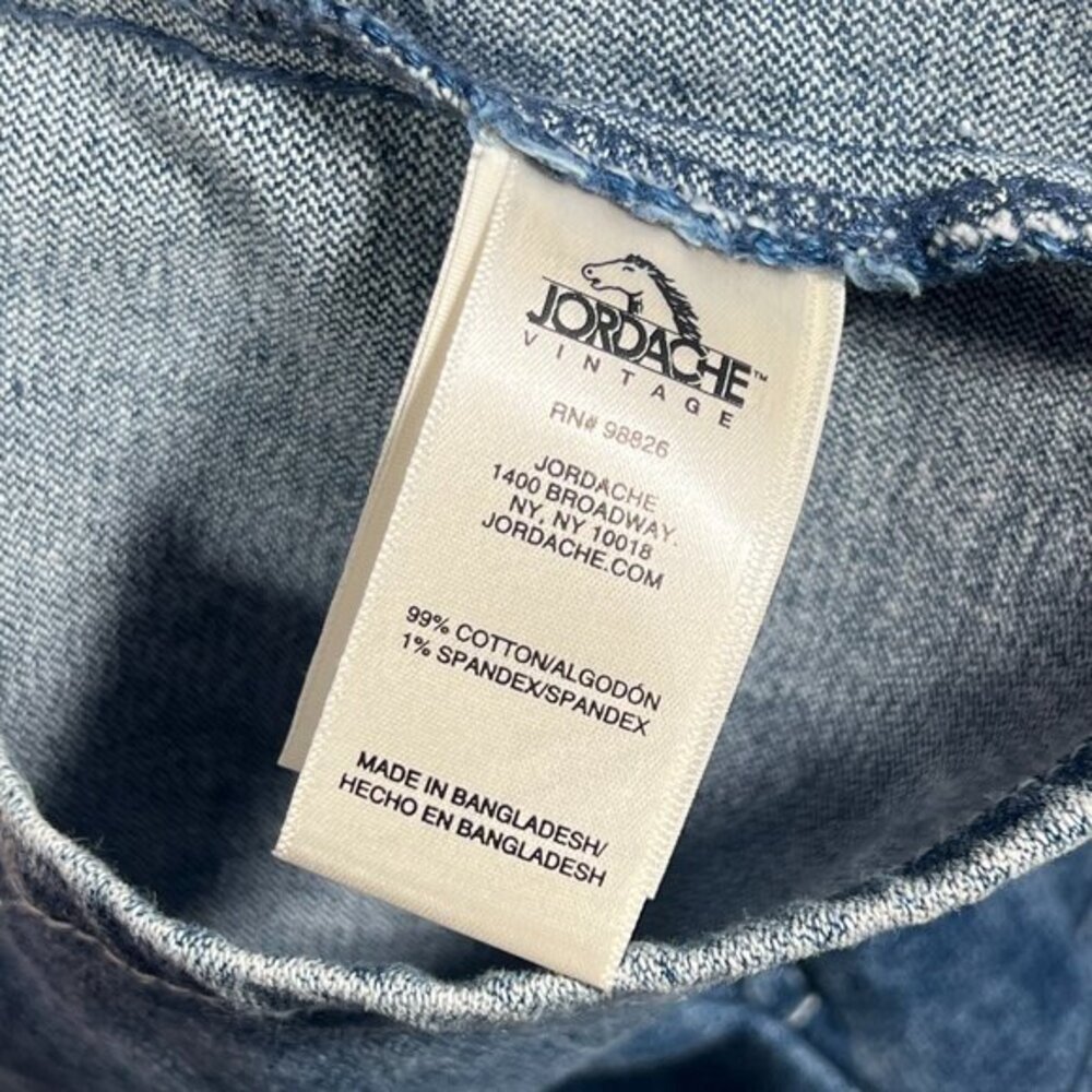 Jordache Vtg Dress Womens XS Blue Jean‎ Denim Button Front Mini Dark Acid Wash - Picture 3 of 8